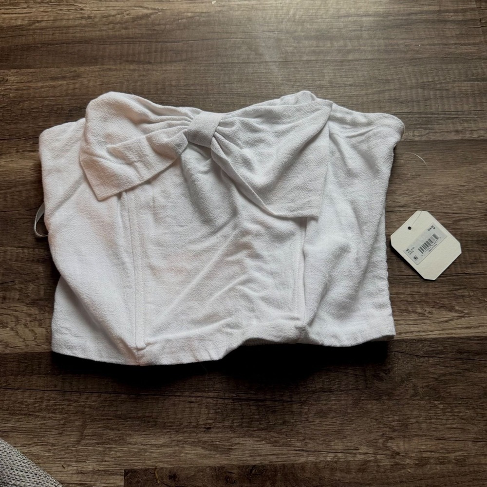 Altar'd State Rye White Bow Strapless Tube Top  NWT
